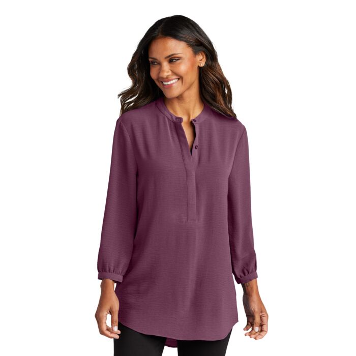 Women's 3/4 Sleeve Textured Crepe Tunic Thumbnail