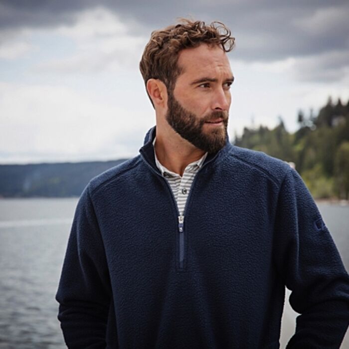 Cutter & Buck Cascade Eco Sherpa Fleece Mens Big & Tall Quarter Zip Jacket Thumbnail