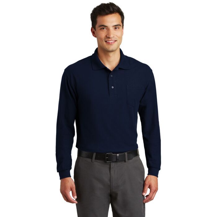 Long Sleeve Silk Touch™ Polo with Pocket Thumbnail